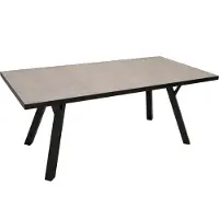 Degamo Tisch Gartentisch Esstisch MANCIANO 180x90cm, Aluminium dunkelgrau + Glas in Keramikoptik