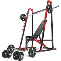 Marbo-sport Marbo Sport Set MH24_126KG_KIER_G | verstellbare Hantelbank MH-L115 + Langhantelständer MH-S204 + Hantelstangen/Hantelscheiben Set 83 kg