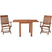 Merxx Gartenmöbelset Comodoro 3tlg., 2 Klappsessel, 1 Ausziehtisch 65 (130) x 70 cm - Eukalyptus