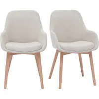 Miliboo - Skandinavische Stühle aus beigem Stoff mit Samteffekt und helles Massivholz (2er-Set) HOLO