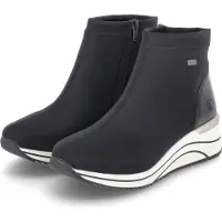 Remonte Keilsneaker , Damen, Gr. 42, wärmend, schwarz, Lacklederimitat, Textil, unifarben, Schuhe Keilsneaker, Plateauboots, High Top Stiefelette mit wasserabweisender TEX-Membran