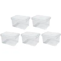 Proregal SuperSparSet 5x Mehrzweck Aufbewahrungsbox mit Deckel | Transparent | HxBxT 16x30x20cm | 9 Liter | Lagerkiste, Transportbox, Stapelbox, Kunststoffkiste
