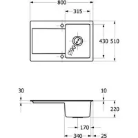 Villeroy & Boch Keramikspüle 333401TR, Siluet 45 Einbauspüle - inkl.
