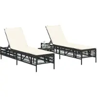 vidaXL "im Sonderangebot"Sonnenliege HOMMIE - Gartenliege - Gartenmöbel - 2 Stk. mit Tisch Schwarz Poly Rattan - 198x55x39/52/65/77/88/96 cm DEMöbel 9168378
