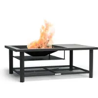 Blumfeldt Merano Avanzato L Feuerschale - 3-in-1 Feuerschale mit Grillrost & Tisch, robuster Stahlrahmen, Terrazzo-Tischplatte, inkl. Funkenschutz, Schürhaken & Deckel, für Garten & Terrasse