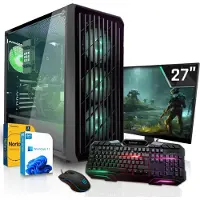 SYSTEMTREFF Gamer Komplett-Paket - Ryzen 5 5600 - AMD Radeon RX 9060 XT 8GB - 32GB DDR4 - 1TB NVMe - 27 Zoll Monitor - Windows 11 Pro - Desktop PC