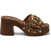 Lazamani Celia Damen Wildleder-Clogs Leopard Größe 40