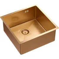 Quadron Spülbecken 1-Becken Spüle | Größe: 44 x 44 x 20,5 cm | ANTHONY 50 | Küchenspüle Edelstahlspüle mit Siphon | Kupfer Pvd
