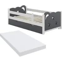 VitaliSpa Kinderbett Jessica Grau 70x140 cm mit Schublade und Matratze, Model 40341