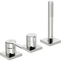 Hansa Fertigmontageset HANSARONDA 3-Loch-Bidet-Einhebelmischer, Rosette eckig, chrom