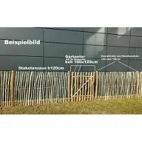 EBH Staketenzaun 60cm x 10m / 3-4cm Lattenabstand Gartenzaun Zaunlatte Holzzaun Zaun Haselnussvollholz