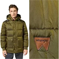 Wrangler Parka-Jacke, Ivy Green, grüne dicke Daunenjacke mit Kapuze, Größe L