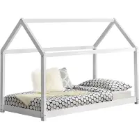 En.casa [] Kinderbett 90x200cm Haus Holz Natur Bettenhaus Hausbett Kinderzimmer Bett Kinder Kiefernholz Weiß