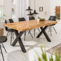 Riess Massiver Esstisch IRON CRAFT 160cm natur Mangoholz Industrial Design schwarz Metall Esszimmertisch Küchentisch Tisch