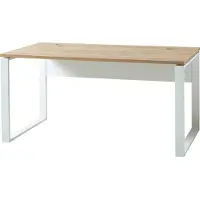 Germania Schreibtisch 4157-513 GW-Lioni in Weiß/Navarra-Eiche-Nb., mit Kabeldurchlass, 158 x 75 x 79 cm (BxHxT)