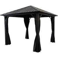Degamo Gartenpavillon Pavillon Alupavillon NOVARA 3x3 Meter, Aluminium schwarz, Dach aus verzinktem Metall