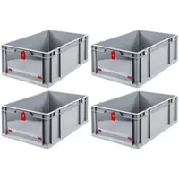Proregal 4x Eurobox NextGen Insight Cover | HxBxT 22x40x60 | 44 Liter | Hoch/Rot | Eurobehälter, Transportbox, Transportbehälter