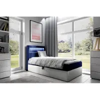 Fun-Möbel Boxspringbett Gästebett Kinderbett FABIAN Nr.1 100x200cm Weiss-Blau