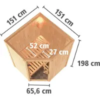 Karibu Sauna Innenkabine Nanja Innensauna mit 68 mm Wandstärke Saunakabine Infrarotsauna