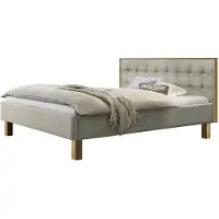 Hasena Polsterbett Noah 25 Eiche bright | Stoff grau 160x200