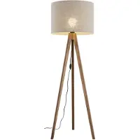 Licht-Erlebnisse Stehlampe Metall Stoff 145 cm Dreibein Nussbraun Beige E27 Skandinavisch