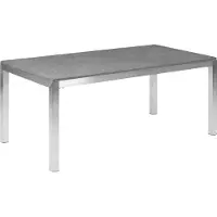 Beliani Gartentisch Schwarz/Silber Granit Edelstahl 180 x 90 cm Poliert Modern Outdoor