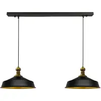 Bamyum Pendelleuchte Asletl-Knob Hängelampe aus Metall 2 Flammige, E27, Schwarz Vintage Lampe