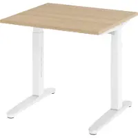 Bümö Schreibtisch Serie-XB - Größe: 80 x 80 cm, Nachbildung: Eiche, Gestell: Weiß/Alu poliert