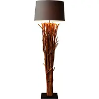 Invicta Design Treibholz Stehlampe EUPHORIA 180cm grau mit Leinen Schirm Stehleuchte Standleuchte Wohnzimmer