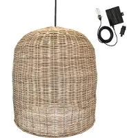 Lumisky Giacomo Rattan Pendelleuchte für Außenbereich, 40 cm Ø, 45 cm Höhe, 4 Helligkeitsstufen, bis zu 8h Licht