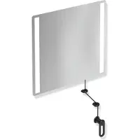 Hewi LED-Kippspiegel basic der Serie 801, mit integrierter LED-Beleuchtung, in Farbe 90 (Tiefschwarz)