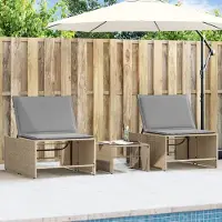 vidaXL "im Angebot" Sonnenliegen 2 Stk. - möbel für den Garten - mit Tisch Beige Poly Rattan - Gartenliegen CC16946