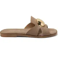 Lazamani Pantoletten Damen Taupe Wildleder