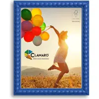 Clamaro Bilderrahmen Blau Bubble nach Maß Holz 20mm, Größe:125x65