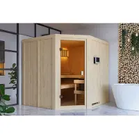 Karibu Sauna Innensauna Kotka Eckeinstieg ohne Zubehör 196x196x198 cm ohne Dachkranz