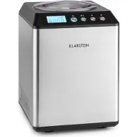 Klarstein Vanilla Sky Family - Eismaschine, Eisbereiter, Speiseeismaschine, Kühlhaltefunktion, LED-Display, Timer, Edelstahl, einfache Reinigung, 250 Watt, 2,5 Liter Fassungsvermögen, Silber