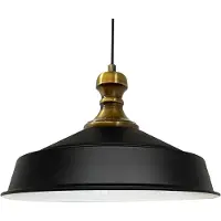 Bamyum Pendelleuchte Hängelampe Industrial Schwarz Metall, Ø40cm, E27, Vintage Lampe