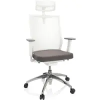 Hjh OFFICE Profi Bürostuhl ASPEN WHITE PRO Ergonomischer Schreibtischstuhl mit Armlehnen (höhenverstellbar) Stoff / Netzstoff Grau/Weiß Drehstuhl für Büro, Zuhause