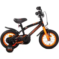 AMIGO Spiel + Freizeit GmbH AMIGO Kinderfahrräder Jungen BMX Jump 12 Zoll 22 cm Jungen Rücktrittbremse Schwarz/Neon Orange
