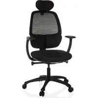 Hjh OFFICE Profi Bürostuhl RI-COVER Ergonomischer Schreibtischstuhl mit Armlehnen Stoff / Netzstoff Schwarz Drehstuhl für Büro, Zuhause