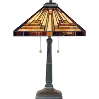 QUOIZEL Tiffany Stephen Metall-Schreibtischlampe Bronze Vintage 2 Lichter E27