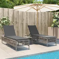Prolenta Maison Exclusive - Sonnenliegen mit Auflagen 2 Stk. Grau Poly Rattan
