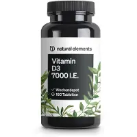 Natural Elements Vitamin D3 7000 I.e. – 180 Tabletten das Sonnenvitamin als Wochendepot 22 g