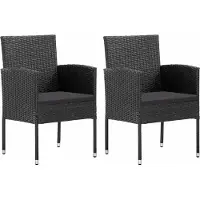 vidaXL Möbel Gartenstühle mit Kissen in Schwarz 2 Stk. Schwarz Poly Rattan - Gartenstühle 318706