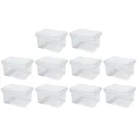 Proregal SuperSparSet 10x Mehrzweck Aufbewahrungsbox mit Deckel | Transparent | HxBxT 20x40x30cm | 22 Liter | Lagerkiste, Transportbox, Stapelbox, Kunststoffkiste