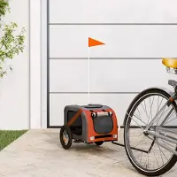 Prolenta Maison Exclusive - Fahrradanhänger Hunde Orange und Grau Oxford-Gewebe und Eisen