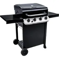 Char-Broil Gasgrill Convektive 410 B 4 Brenner silber inkl. Deckelthermometer, Seitenablage, Warmhalterost, Fettauffangschale, Grillrost Gusseisen