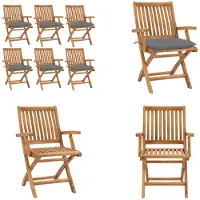 vidaXL Klappbare Gartenstühle mit Kissen 6 Stk. Massivholz Teak - Gartenstuhl - Gartenstühle - Holzstuhl - Holzstühle
