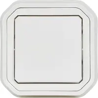 Legrand PLEXO New Abdeckung für Feuchtraum-Aufputz-1-Fach Wechselschalter mit Indikatorleuchte, Montage mittels Spreizkrallen, Abdeckung, IP55 IK07 Weiß, 069852L