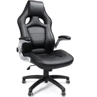 Songmics Bürostuhl mit 2 Ersatzrollen Chefsessel Sportsitz aus Kunstleder Polyurethan Armlehnen einstellbar schwarz OBG62B